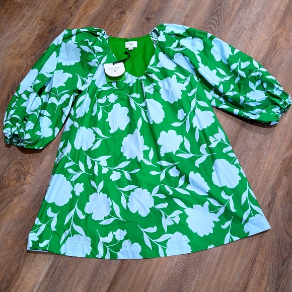 Kate Spade New York Dresses & Skirts - Kate Spade New York Target Green Floral Puff Sleeve Cotton Mini Dress Medium NWT